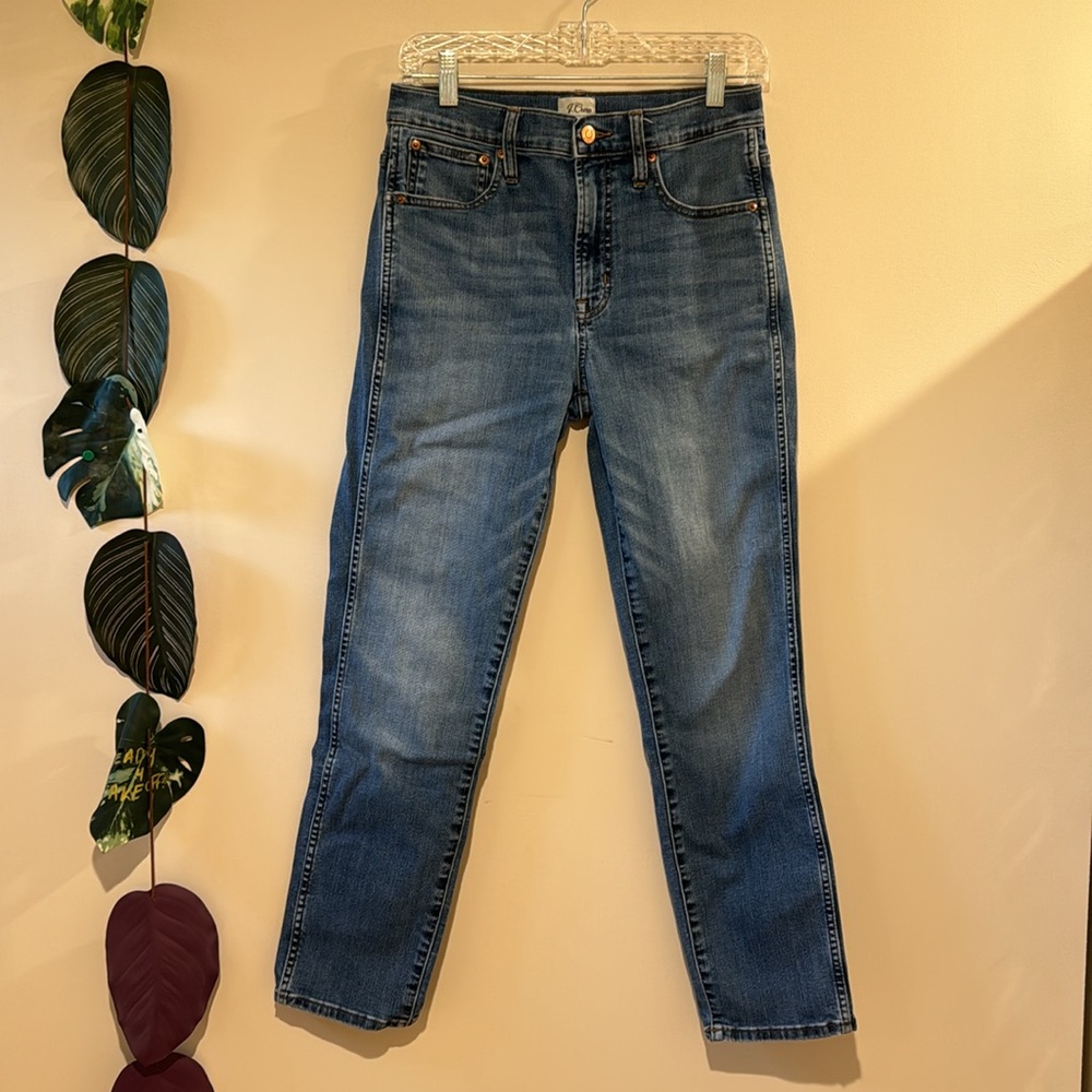J. Crew Straight Leg Jeans  Size‎ 27- Medium Wash Stretch Denim